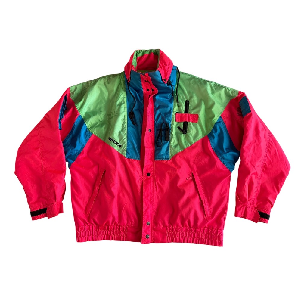 Nevica Ski Jacket Mens 44 Neon Colorblock Retro 90s Good Survival Whistle